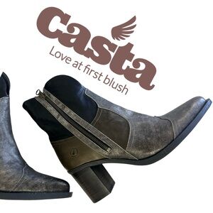 NWOB $295 Casta “Love at First Blush” Metallic Two-Tone Leather Boots 40 (US 9)
